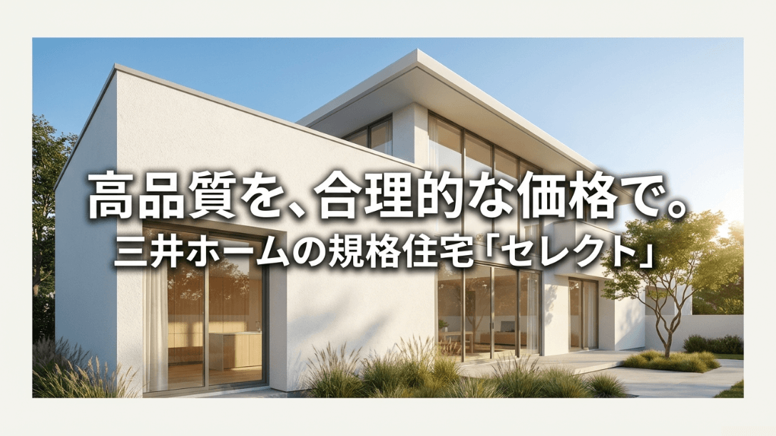 高品質を合理的な価格で提供する三井ホームの規格住宅「セレクト」のタイトルスライド