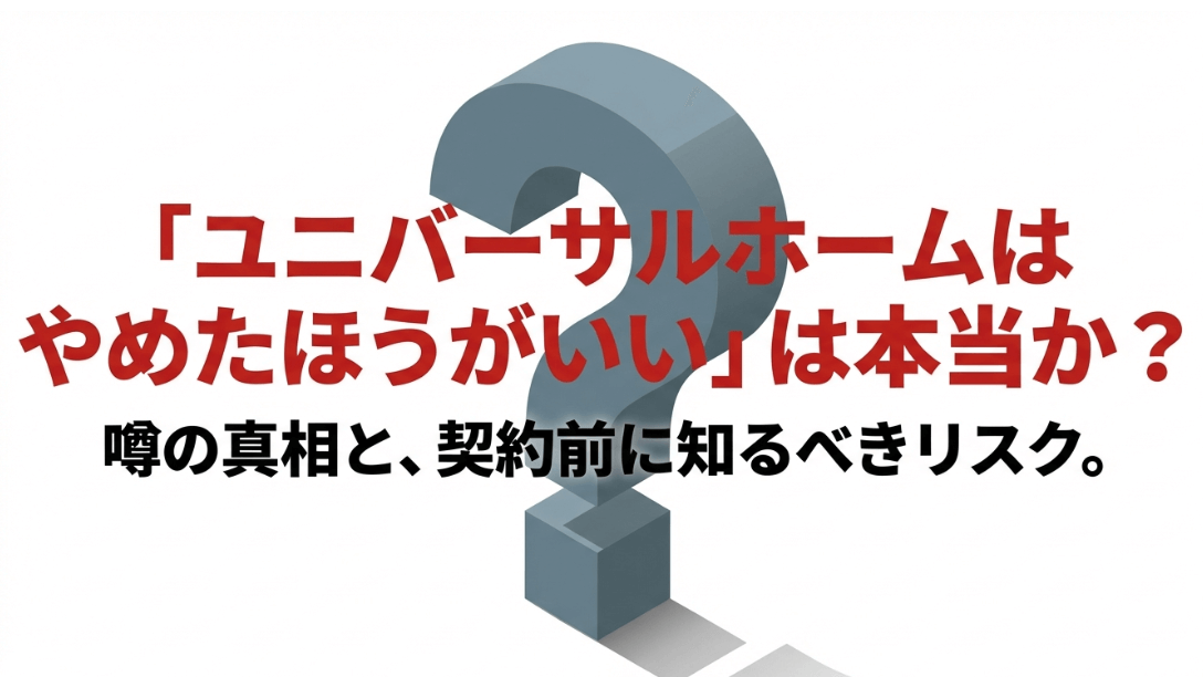 ユニバーサルホームはやめたほうがいいという噂と契約前のリスク解説スライド