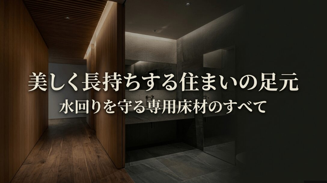 住友林業の美しく長持ちする水回り専用床材のすべてを解説するスライドの表紙画像