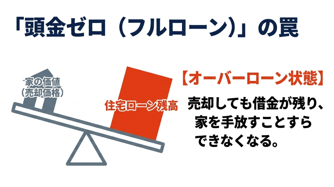 頭金ゼロのフルローンの罠。家の価値より住宅ローン残高が上回るオーバーローン状態の危険性
