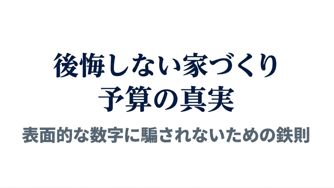 後悔しない家づくり 予算の真実 表面的な数字に騙されないための鉄則