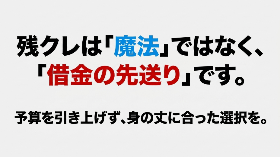 残クレは魔法ではなく借金の先送り。予算を引き上げず身の丈に合った選択を