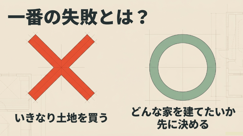 土地探しのよくある失敗:どんな家を建てたいか先に決めずにいきなり土地を買うこと