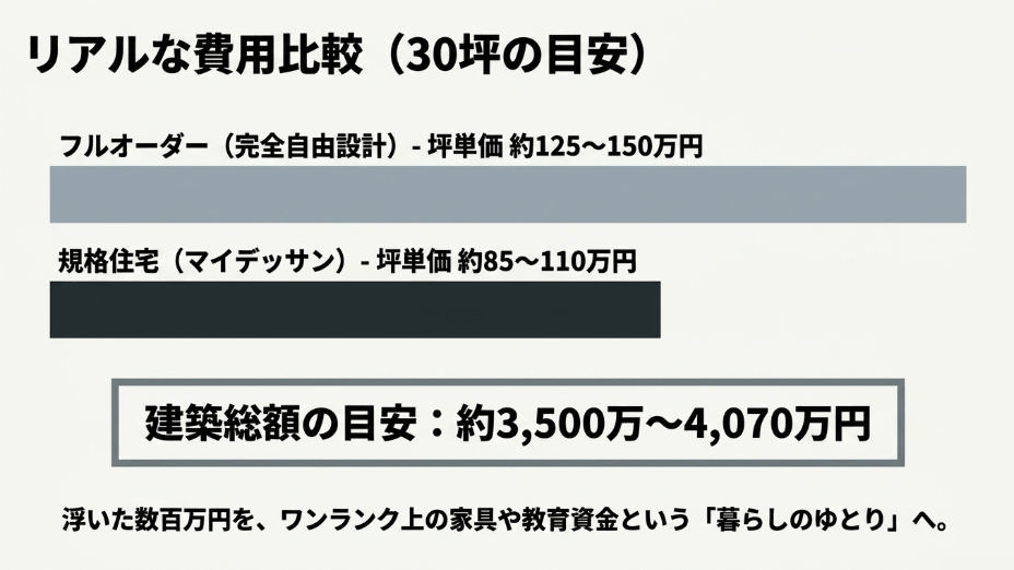 30坪を想定したフルオーダーと規格住宅(マイデッサン)のリアルな費用と坪単価の比較目安